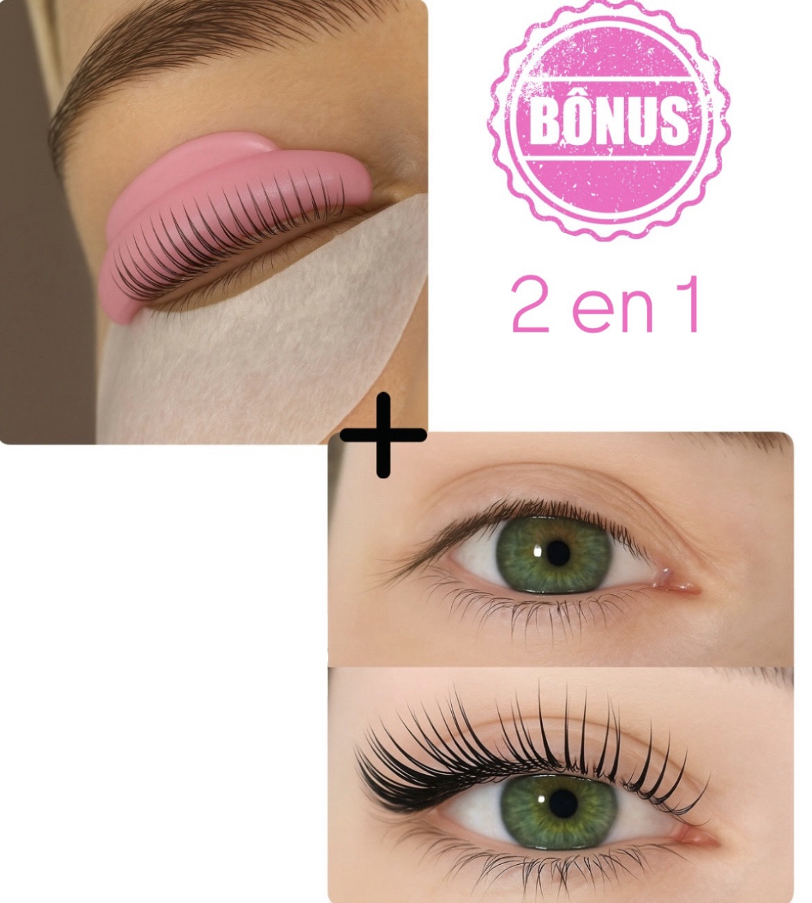 Pack 2 en 1 : rehaussement de cils ,teinture,soin kératine + Lash lift coréen + kit inclus (à distance )