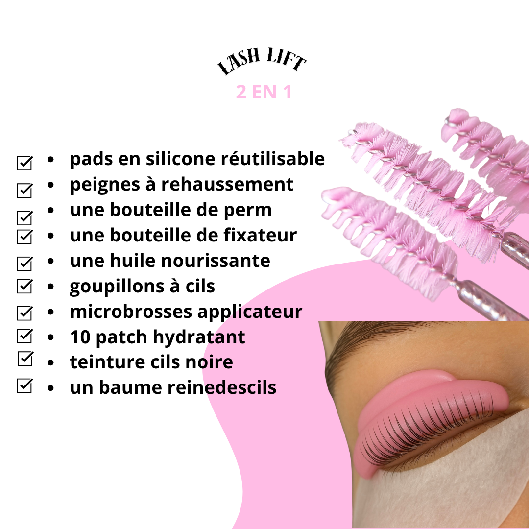 Pack 2 en 1 : rehaussement de cils ,teinture,soin kératine + Lash lift coréen + kit inclus (à distance ) – Image 2