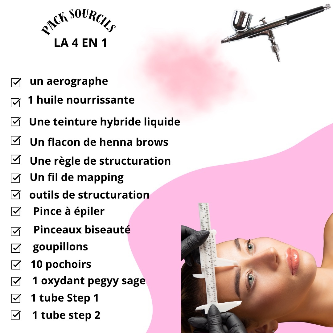 Pack 4 en 1 air brush brows,brows lift,henna brows et restructuration + kit inclus ( à distance ) – Image 2