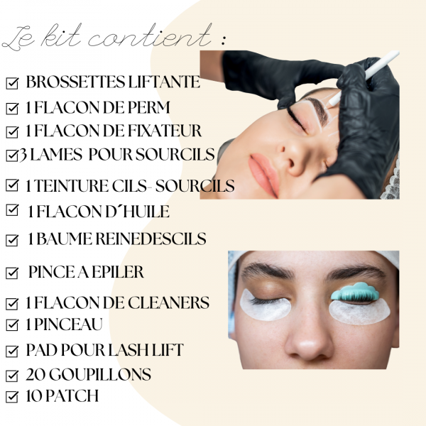 8. Pack 2 en 1 :  Brows lift, mapping , teinture & rehaussement de cils teinture + kit (A distance) – Image 2