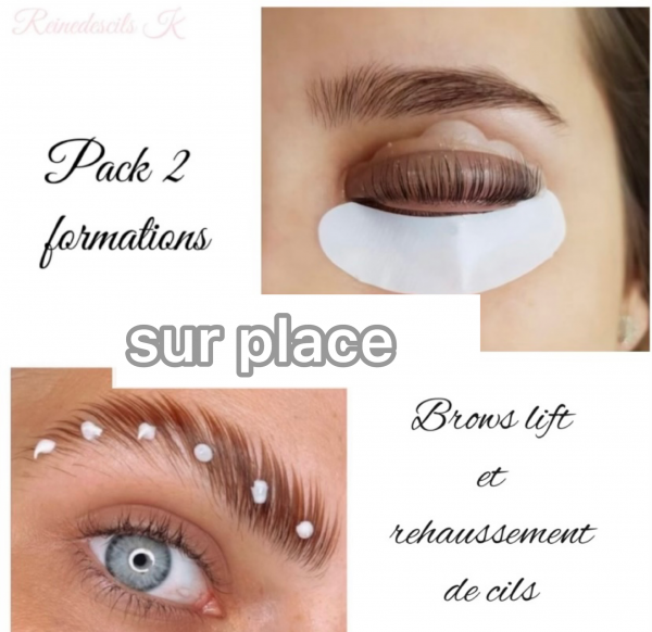 8. Pack 2 en 1 : formation Brows lift , structuration, teinture & rehaussement de cils teinture avec kit 
sur place ( 1 jour)