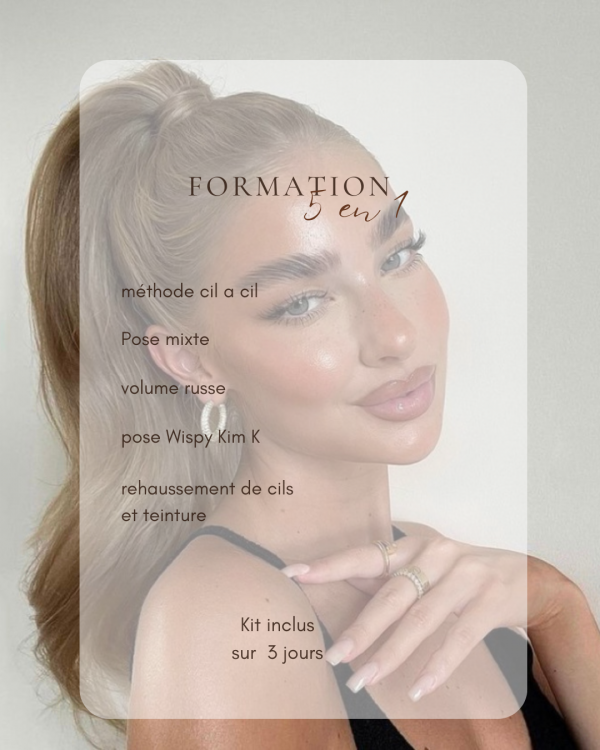 Formation 5 en 1 :full Lash Artist méthode cil à cil,mixte,volume russe , pose Wispy Kim K et rehaussement de cils avec teinture + kit inclus (3 jours) – Image 3