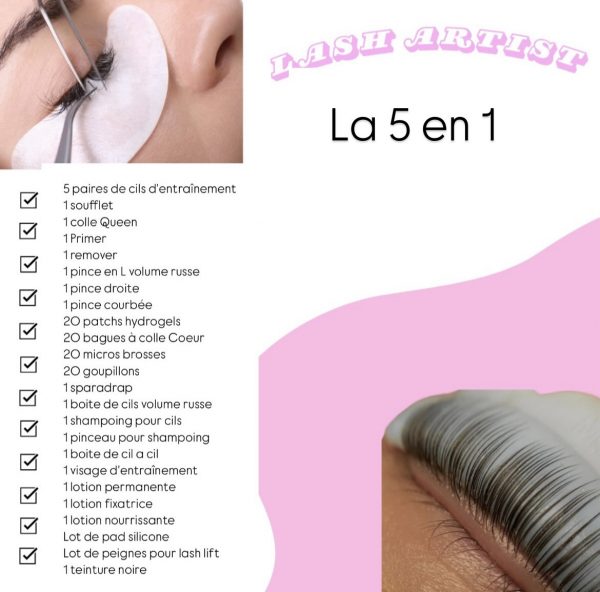 Formation 5 en 1 :full Lash Artist méthode cil à cil,mixte,volume russe , pose Wispy Kim K et rehaussement de cils avec teinture + kit inclus (à distance ) – Image 3