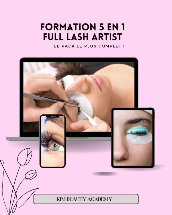Formation 5 en 1 :full Lash Artist méthode cil à cil,mixte,volume russe , pose Wispy Kim K et rehaussement de cils avec teinture + kit inclus (à distance ) – Image 2