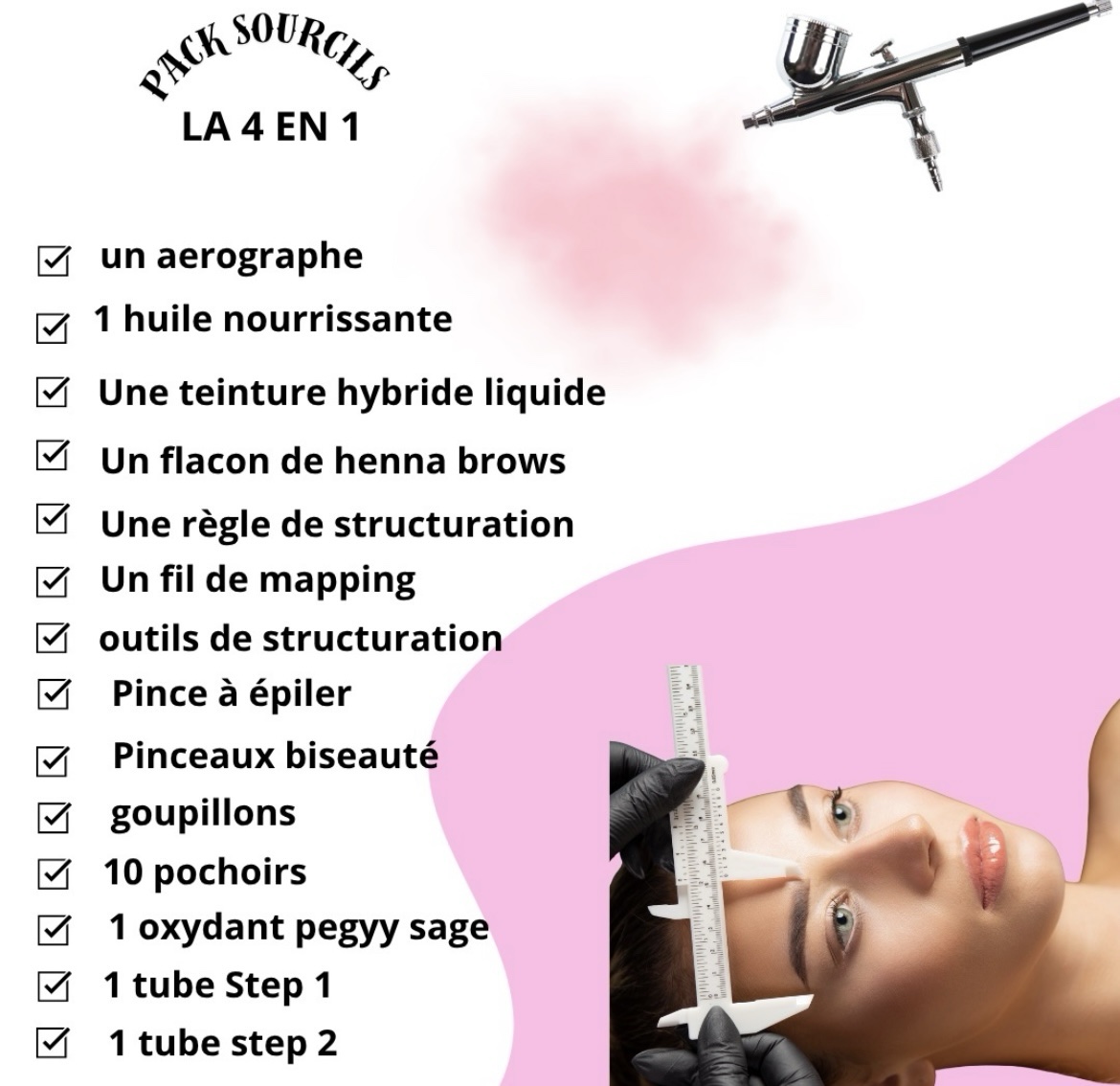Pack 4 en 1 air brush brows,brows lift,henna brows et restructuration + kit inclus sur place (2 jours) – Image 3